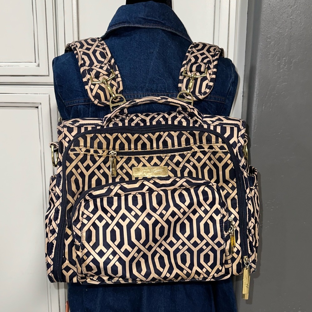 Jujube BFF gold navy backpack diaper bag convertible